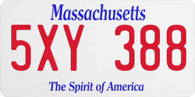 MA license plate 5XY388