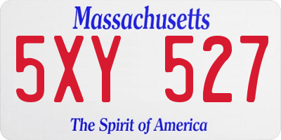 MA license plate 5XY527