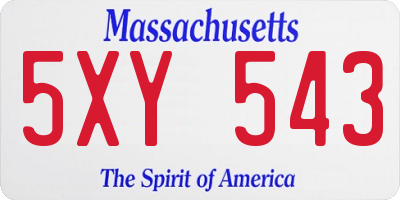 MA license plate 5XY543