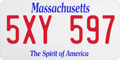 MA license plate 5XY597