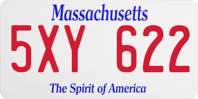 MA license plate 5XY622