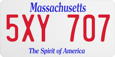 MA license plate 5XY707