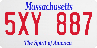 MA license plate 5XY887