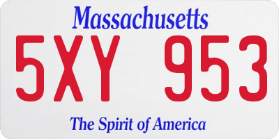 MA license plate 5XY953