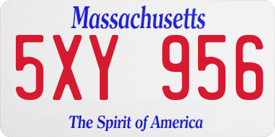 MA license plate 5XY956