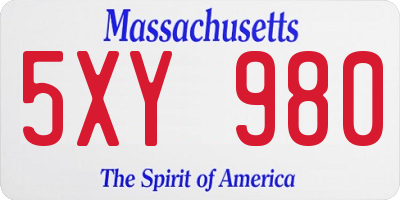 MA license plate 5XY980
