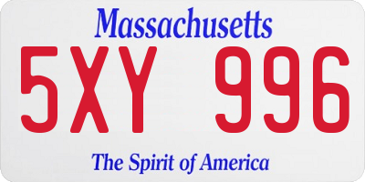 MA license plate 5XY996