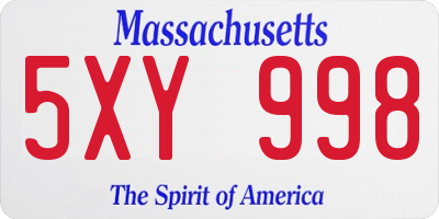 MA license plate 5XY998