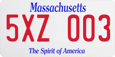 MA license plate 5XZ003