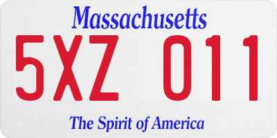 MA license plate 5XZ011
