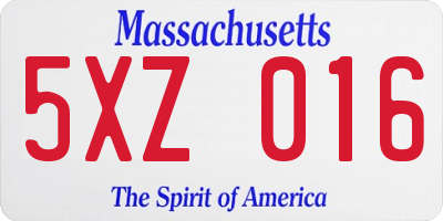 MA license plate 5XZ016