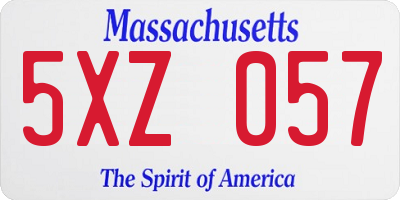 MA license plate 5XZ057