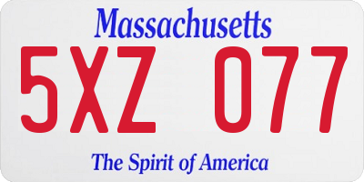 MA license plate 5XZ077