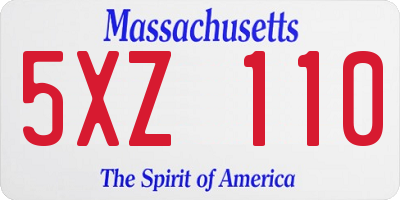 MA license plate 5XZ110