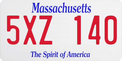 MA license plate 5XZ140