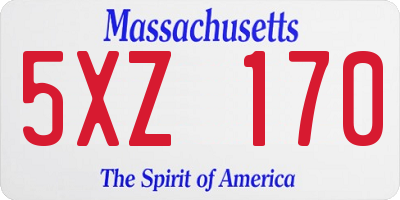 MA license plate 5XZ170