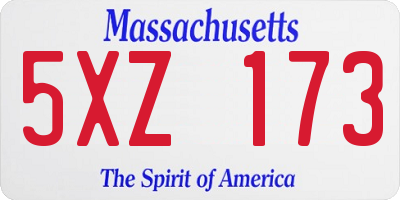 MA license plate 5XZ173