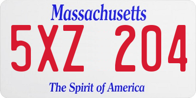 MA license plate 5XZ204