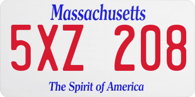 MA license plate 5XZ208
