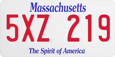MA license plate 5XZ219