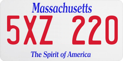MA license plate 5XZ220