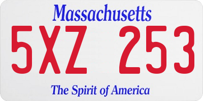MA license plate 5XZ253