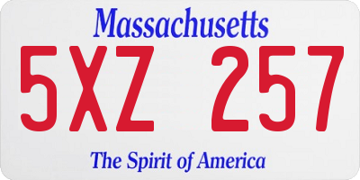 MA license plate 5XZ257