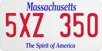 MA license plate 5XZ350