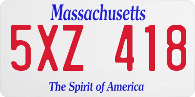 MA license plate 5XZ418