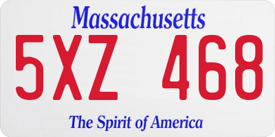 MA license plate 5XZ468