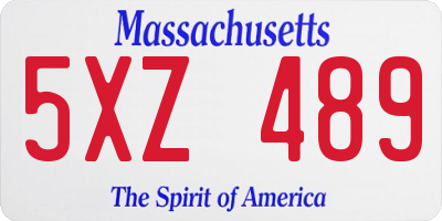 MA license plate 5XZ489