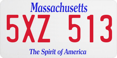 MA license plate 5XZ513