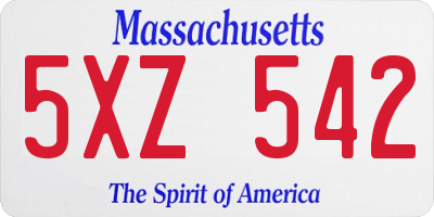 MA license plate 5XZ542