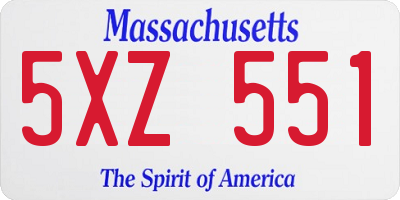MA license plate 5XZ551