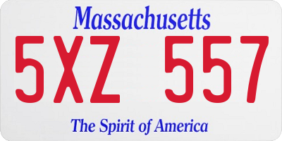 MA license plate 5XZ557