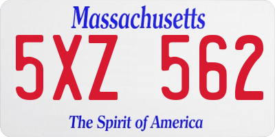 MA license plate 5XZ562