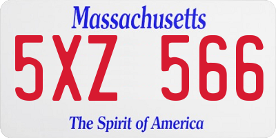 MA license plate 5XZ566
