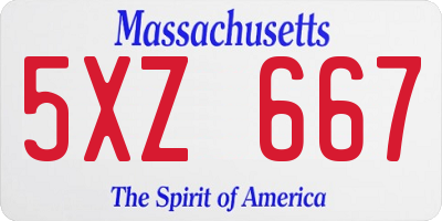 MA license plate 5XZ667