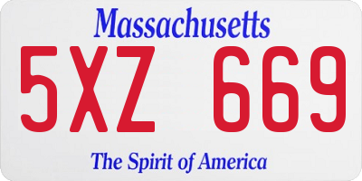 MA license plate 5XZ669
