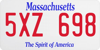 MA license plate 5XZ698