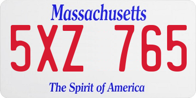 MA license plate 5XZ765