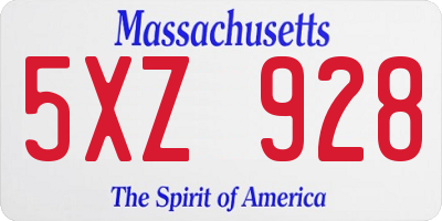 MA license plate 5XZ928