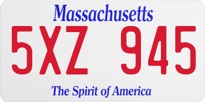 MA license plate 5XZ945