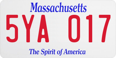 MA license plate 5YA017