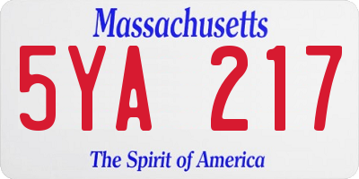 MA license plate 5YA217