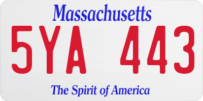 MA license plate 5YA443
