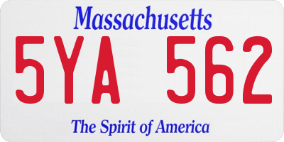 MA license plate 5YA562