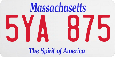 MA license plate 5YA875