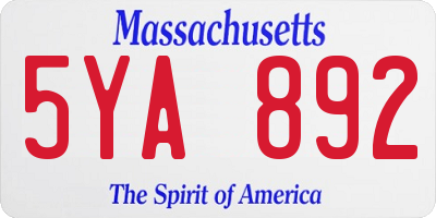 MA license plate 5YA892