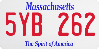 MA license plate 5YB262